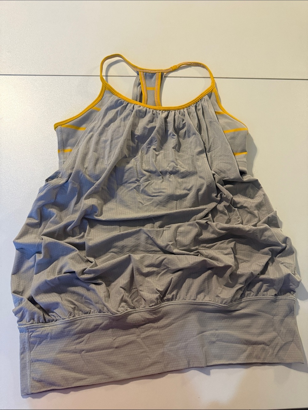 Lululemon- Light Grey Sports Bra Tank with Yellow Trim